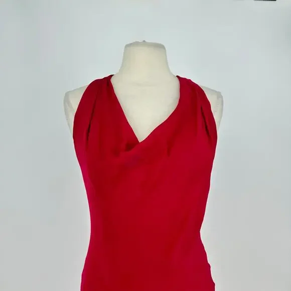 Haute Hippie 100% Silk Cowl Neck Racerback Dress Small Raspberry Red Fairy Party - Picture 6 of 14